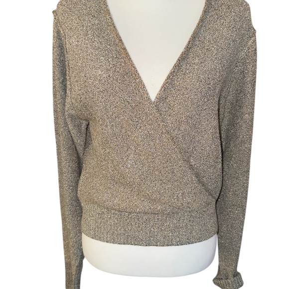 Free People Sweaters - Free People Going For Gold Faux Wrap Sweater women’s sz Large new nwt